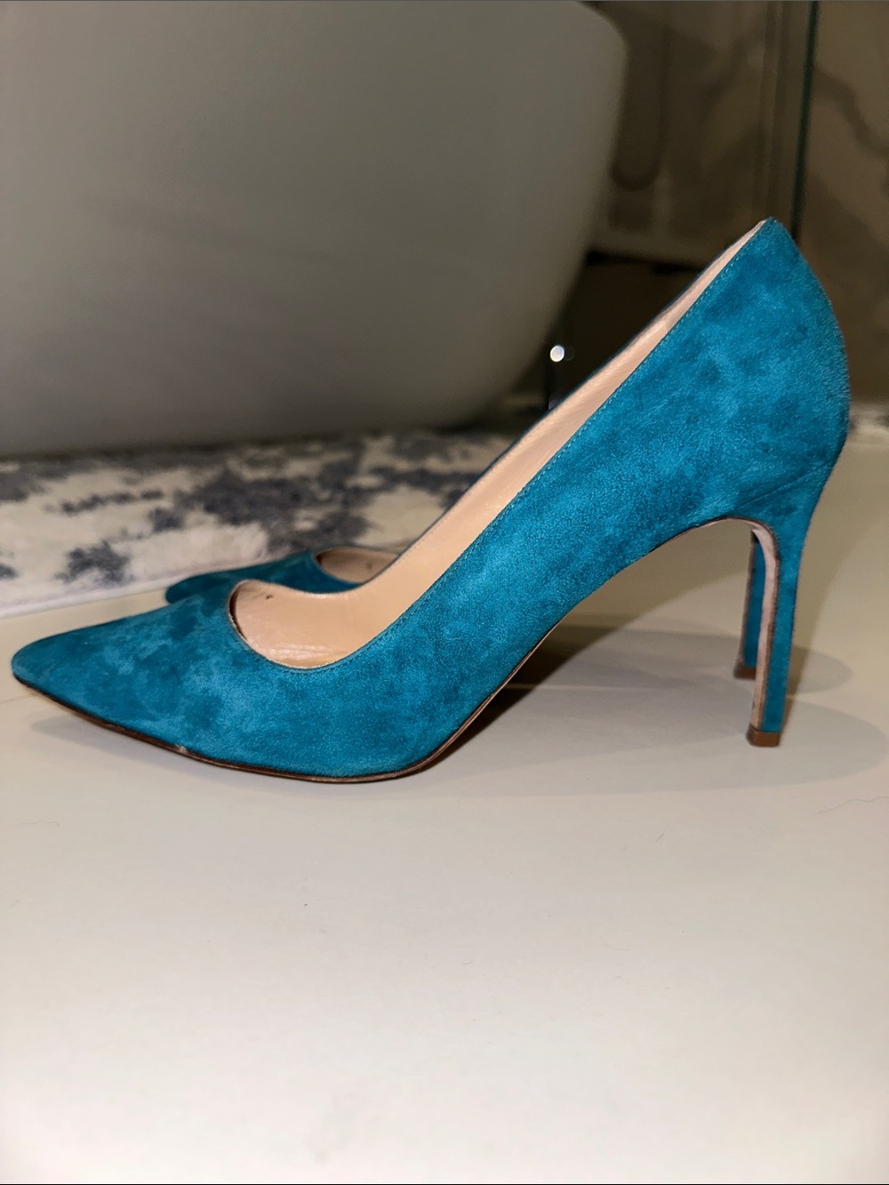Manolo Blahnik BB Teal Pumps 38.5 - Picture 7 of 10